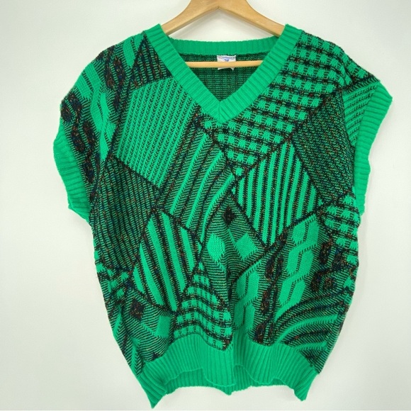 Vintage Centennial Knits Ltd. Women's Sweater Vest Short Sleeve Green Black - Picture 5 of 9